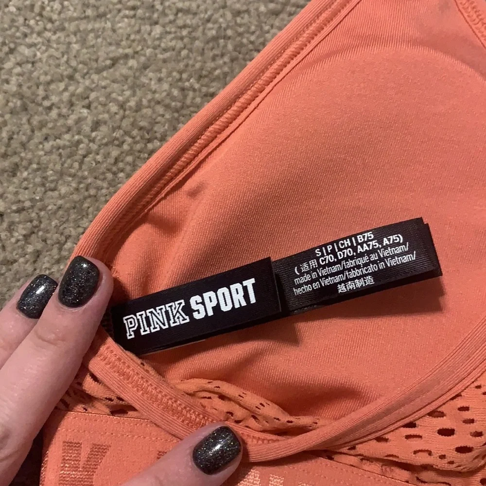 NWOT Pink Victoria Secret Peachy/Orange Sports Bra - Picture 5 of 5